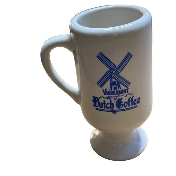 Vintage Vandermint Dutch Coffee Mug White w/ Blue Graphics Windmill Sku 2589 - Picture 6 of 6